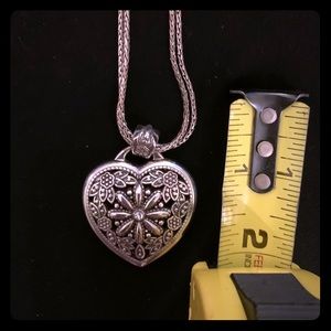 Brighton heart locket, 18” silver